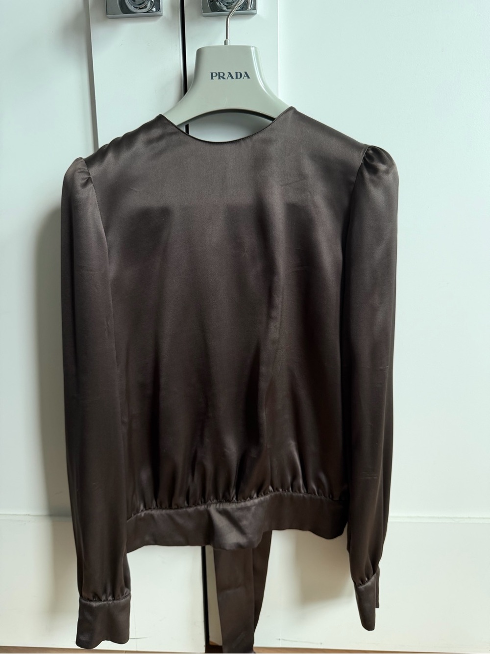 Prada Chocolate Brown Satin Blouse-Style Jacket
